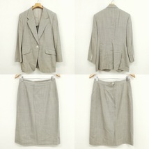 アクアスキュータム AQUASCUTUM フォーマル スカート スーツ ラペルカラー ジャケット 膝丈 ウール シルク 春夏 11 グレー レディース_画像2