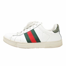 グッチ GUCCI エース シェリーライン ローカット レザースニーカー イタリア製 125375 ホワイト 40 25cm相当 0414 メンズ_画像1