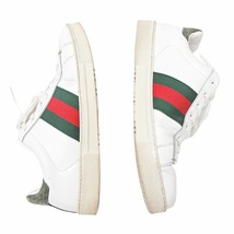 グッチ GUCCI エース シェリーライン ローカット レザースニーカー イタリア製 125375 ホワイト 40 25cm相当 0414 メンズ_画像4