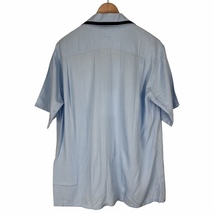 未使用品 セリーヌ CELINE 21SS ルーズボーリングシャツ Loose Bowling Shirt In Viscose ロゴ刺繍 半袖シャツ 36 青 ブルー 2C516852C メ_画像2