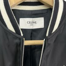 未使用品 セリーヌ CELINE 22SS SATIN VARSITY TEDDY JACKET サテン バーシティ テディ 44 ジャケット 上着 ブルゾン 黒 ブラック 2V57H851_画像7