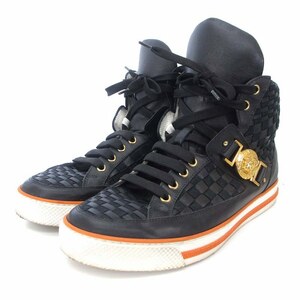  Versace Versace .VERSACEmete.-sa sneakers is ikatto knitting leather canvas black black 41 27.0-27.5cm rank shoes me