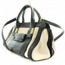 クロエ CHLOE アリス ショルダーバッグ ハンドバッグ 2way レザー ベージュ 黒 ブラック 02-13-50-65 /AN12 ■OH レディース_画像4