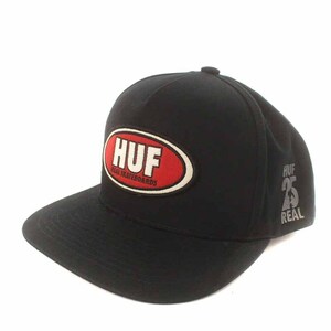 ハフ HUF 帽子 ベースボールキャップ 野球帽 REAL SKATEBOARDS ワッペン 黒 ブラック /YI24 メンズ