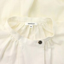 エンフォルド SOMELOS ツイルオーバーロング BLOUSE ブラウス シャツ チュニック丈 長袖 バンドカラー 38 アイボリー /ES レディース_画像3