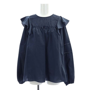  Jill bai Jill Stuart JILL by JILLSTUART blouse long sleeve pull over race M navy blue navy /NR #OS lady's 