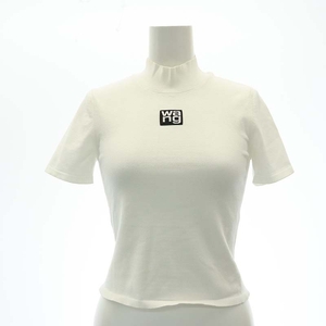  Alexander one ALEXANDER WANG Logo embro Ida Lee mok neck tops knitted cut and sewn short sleeves XS white white lady's 