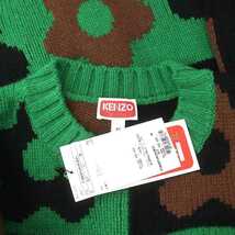 未使用品 ケンゾー KENZO BOKE CHECKERBOARD JUMPERニット セーター 長袖 花柄 ウール M 緑 黒 茶 /MI ■OS ■SH レディース_画像3