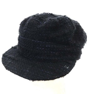 シャネル CHANEL 帽子 キャスケット ツイード ココマーク M 黒 ブラック /YO17 ■OH レディース