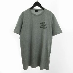 ディーゼル DIESEL Tシャツ カットソー 半袖 コットン クルーネック プリント グレー XL ■SM1 メンズ