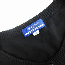 バーバリーブルーレーベル BURBERRY BLUE LABEL カーディガン ニット 七分袖 丸首 前開き ロゴ刺繍 黒 ブラック 38 M相当 レディース_画像7