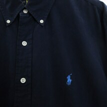 ラルフローレン RALPH LAUREN シャツ 長袖 ボタンダウン BD ポニー 刺しゅう ビックシルエット ネイビー 紺 XXL ☆AA★ メンズ_画像6