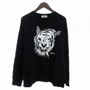  Zucca zucca sweatshirt sweat long sleeve cotton reverse side wool print tiger black black F #SM1 men's 