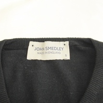 ジョンスメドレー JOHN SMEDLEY Vネック ニット カットソー 長袖 薄手 ウール 英国製 ブラック S メンズ_画像4