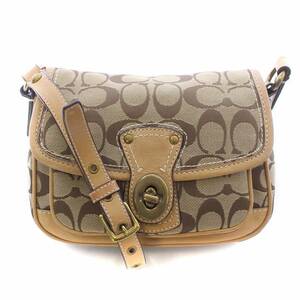  Coach COACH shoulder bag diagonal .. signature canvas leather Gold color metal fittings beige /KW #GY18 lady's 