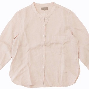 マーガレットハウエル MARGARET HOWELL 21SS FINE LINEN MHL シャツ ブラウス ノーカラー サイドスリット 578-1153019 七分袖 リネン ピン