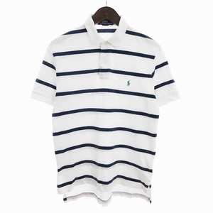 ポロ バイ ラルフローレン Polo by Ralph Lauren ポロシャツ 半袖 ボーダー 鹿の子 国内正規 ホワイト ネイビー M メンズ