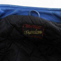 フリーダム FREEDOM ライダースジャケット ダブル レザー 希少カラー 青 ブルー 42 L位 メンズ_画像3