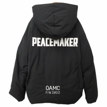 オーエーエムシー OAMC 美品 22AW LITHIUM JACKET Peacemaker 中綿ジャケット ブルゾン 刺繍ロゴ テープデザイン ブラック L_画像1
