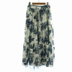 アメリヴィンテージ Ameri VINTAGE UNDRESSED 19AW AVA TULLE DOCKING SKIRT フレアスカート ミモレ ロング S 白 ホワイト 紺