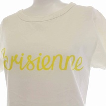 メゾンキツネ MAISON KITSUNE Tシャツ カットソー Parisienne パリジェンヌ プリント 半袖 XS 白 ホワイト イエロー /YM レディース_画像4