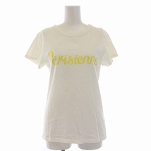 メゾンキツネ MAISON KITSUNE Tシャツ カットソー Parisienne パリジェンヌ プリント 半袖 XS 白 ホワイト イエロー /YM レディース_画像1