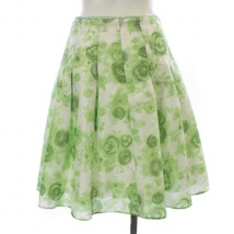 エムズグレイシー M'S GRACY フレアスカート ひざ丈 花柄 36 S 白 ホワイト 緑 グリーン /FQ レディース_画像2