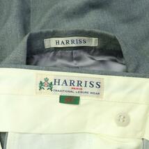 HARRISS スーツ 上下 テーラードジャケット 背抜き ノーベント ダブル 3B スラックスパンツ センタープレス ウール 40 M グレー_画像8