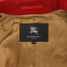 バーバリー ロンドン BURBERRY LONDON ステンカラーコート ハーフ 裏地ノバチェック ウール カシミア混 40 M 赤 レッド レディース_画像5