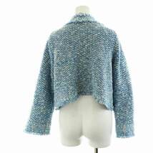 シールームリン SEA ROOM LYNN 23AW Shine Tweed Knit ノーカラージャケット ツイード F 青 ブルー 白 ホワイト 003160024_画像3