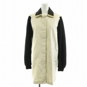  unused goods diesel DIESEL turn-down collar coat long height cotton leather S white white black black /AN23 lady's 