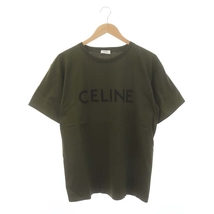 セリーヌ CELINE by Hedi Slimane ロゴプリントルーズTシャツ カットソー 半袖 XS カーキ 黒 ブラック /DO ■OS ■AD メンズ_画像1