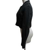 ヒステリックグラマー HYSTERIC GLAMOUR 美品 ショートデニムジャケット Gジャン ストライプ ビジュー装飾 黒 ブラック Fサイズ 0507_画像3