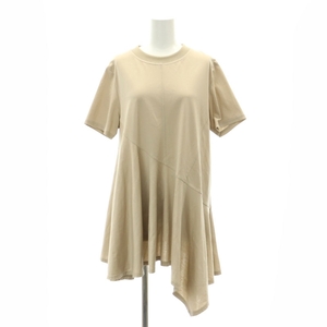 ディアダンスキン DEAR DANSKIN 22年 S/S DRAPED TOP トップス カットソー Tシャツ ヘムライン 半袖 M ベージュ /HS ■OS レディース