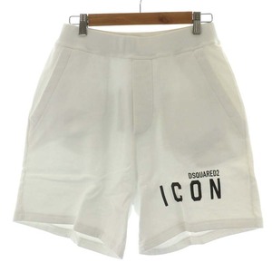 未使用品 ディースクエアード DSQUARED2 タグ付き Icon Sweat Shorts S79MU0005 ショート スウェット パンツ ハーフ ロゴ コットン 白 ホワ