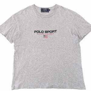 ラルフローレン RALPH LAUREN POLO SPORT 90s Tシャツ カットソー ロゴ プリント 半袖 国内正規 グレー L 0516 メンズ