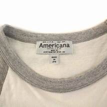 アメリカーナ AMERICANA Tシャツ カットソー ラグランスリーブ 五分袖 コットン 白 ホワイト グレー /YM レディース_画像6