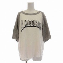 アメリカーナ AMERICANA Tシャツ カットソー ラグランスリーブ 五分袖 コットン 白 ホワイト グレー /YM レディース_画像1