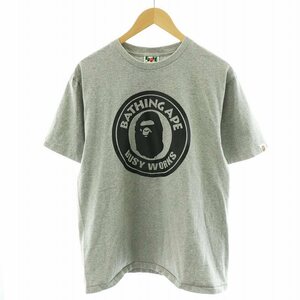 アベイシングエイプ A BATHING APE Tシャツ カットソー 半袖 ロゴプリント コットン L グレー /AN17 メンズ