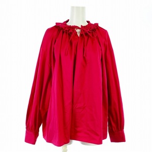 BALLSEY 22AW high count satin frill neck blouse pull over long sleeve stretch ribbon 36 M pink 11012401133