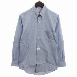 未使用品 ブルックスブラザーズ ボタンダウン ドレスシャツ スリムフィット 長袖 ストライプ 白 ホワイト ブルー系 14.5-31 メンズ