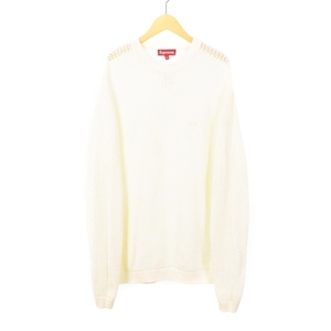 シュプリーム SUPREME 22SS Open Knit Small Box Sweater スモールボックスロゴ ニット セーター メッシュ 長袖 M 白 ホワイト メンズ