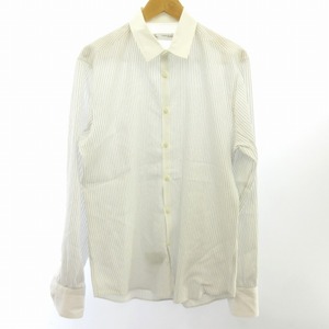POGGIANTI ポジャンティ ワイシャツ カットソー 長袖 ストライプ 白 ホワイト 大きいサイズ 42 XL メンズ