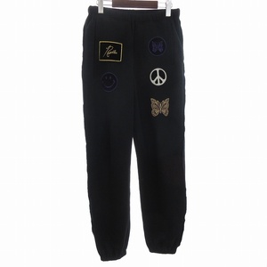 ニードルス ニードルズ Needles STUDIOS別注 5ICONS PATCH SWEAT PANT スウェットパンツ ロング ワッペン LQ379 黒 XS ■SM3 メンズ