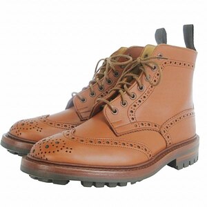 未使用品 トリッカーズ TRICKER'S モールトン ブローグブーツ カントリー ウィングチップ レザー 2508/1 茶 ブラウン UK6.5 25.5cm位 靴