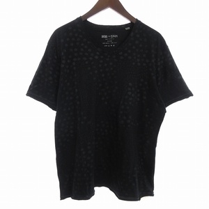 ディーゼル DIESEL ? イードゥン EDUN Tシャツ カットソー 半袖 Vネック ドット 水玉 コットン 黒 ブラック XL ■SM1 メンズ