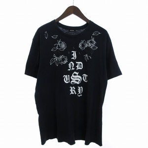 ディーゼル DIESEL Tシャツ カットソー 半袖 クルーネック コットン バラプリント 総柄 紺 ネイビー XL ■SM1 メンズ