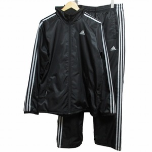 アディダス adidas 美品 CLIMALITE セットアップ ジャージ トラックジャケット トラックパンツ ストレッチ有 XO 黒 ブラック 0514 メンズ