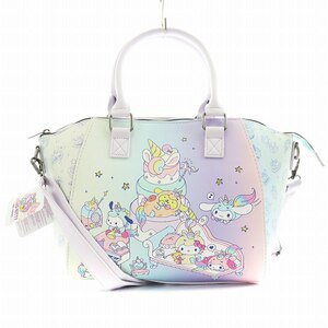 未使用品 ラウンジフライ loungefly × サンリオ sanrio ハローキティ＆フレンズ パステルユニコーン ハンドバッグ 2way マルチカラー ピン