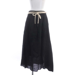  Adore ADOREsia-linen skirt long flair belt attaching 36 black black /NR #OS lady's 